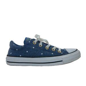 Women's Converse Madison Ox 6 Denim Blue Padded Collar Polka Dot Chuck Shoes